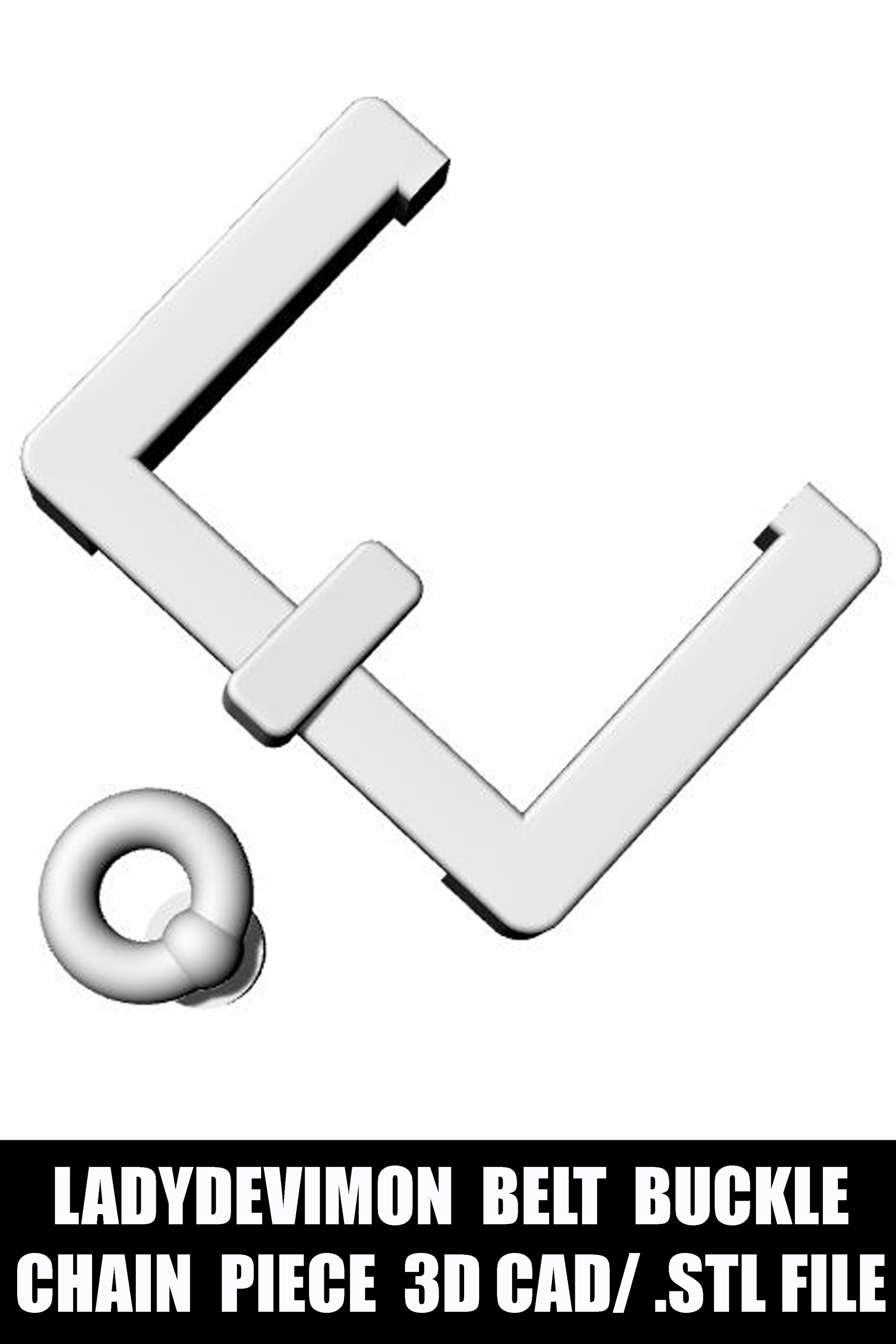 LadyDevimon's Belt Buckle & Chain Piece from Digimon- 3D CAD/ .stl File