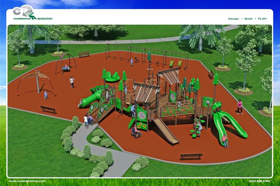 Both accessible and inclusive features are included in the proposed design. A total of $350,000 is needed to make the playground a reality. (Image Credit: Harmony Park Project.)