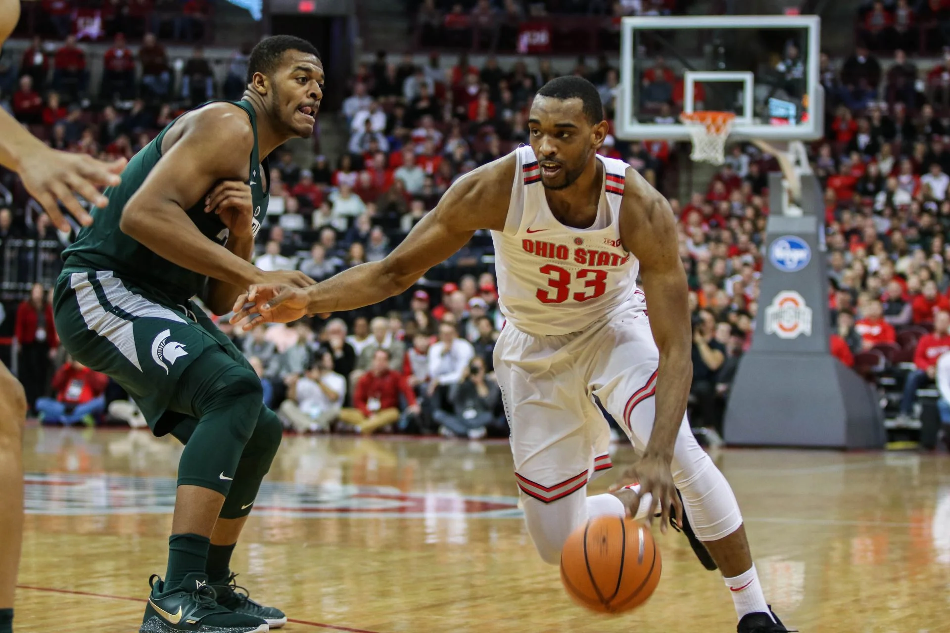 Keita Bates-Diop at a Jan. 7th Game against Michigan State (Credit Jack Westerheide, Photo Editor | OSU's The Lantern )