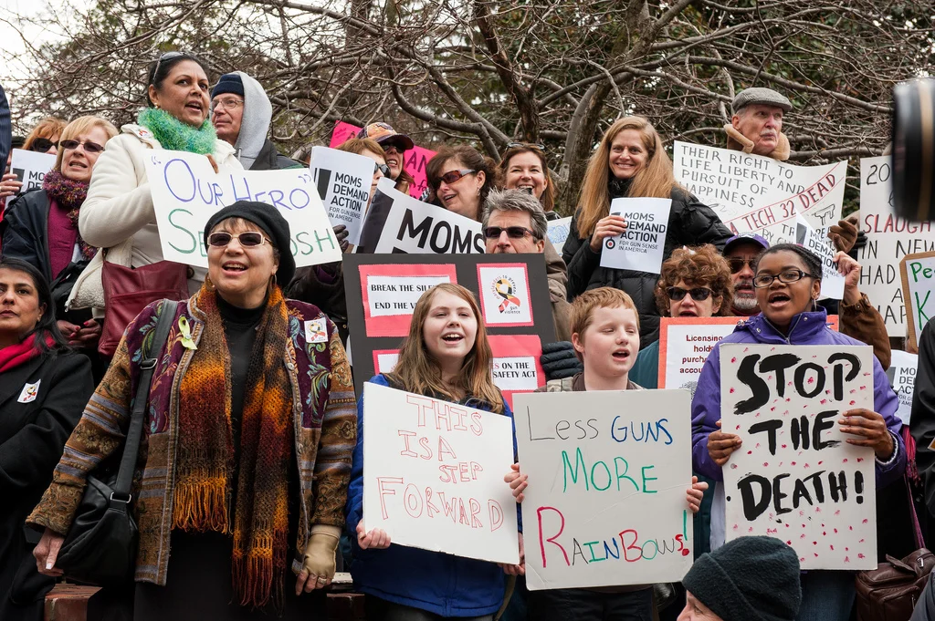 Gun violence protests have become increasingly common in the wake of recent mass shootings. Participants (pictured above) gathered for a similar rally in Maryland in 2013 (Image credit: Flickr).