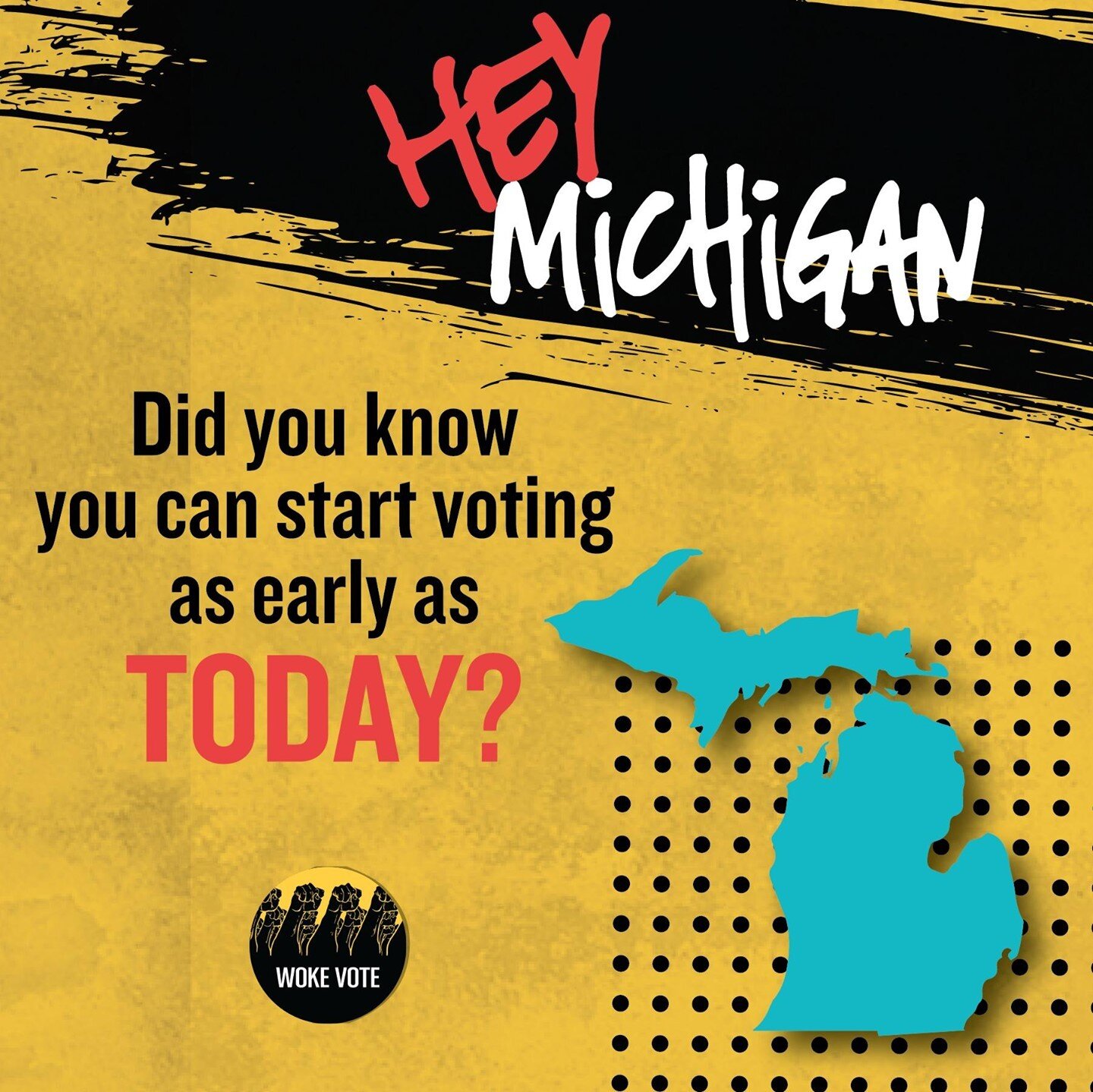 #EarlyVoting began TODAY (Sept 24th) in the state of #Michigan. Make sure you are in the number. ⁠
You can also request absentee ballots starting today!⁠
A #WokeVoter is an #EarlyVoter⁠