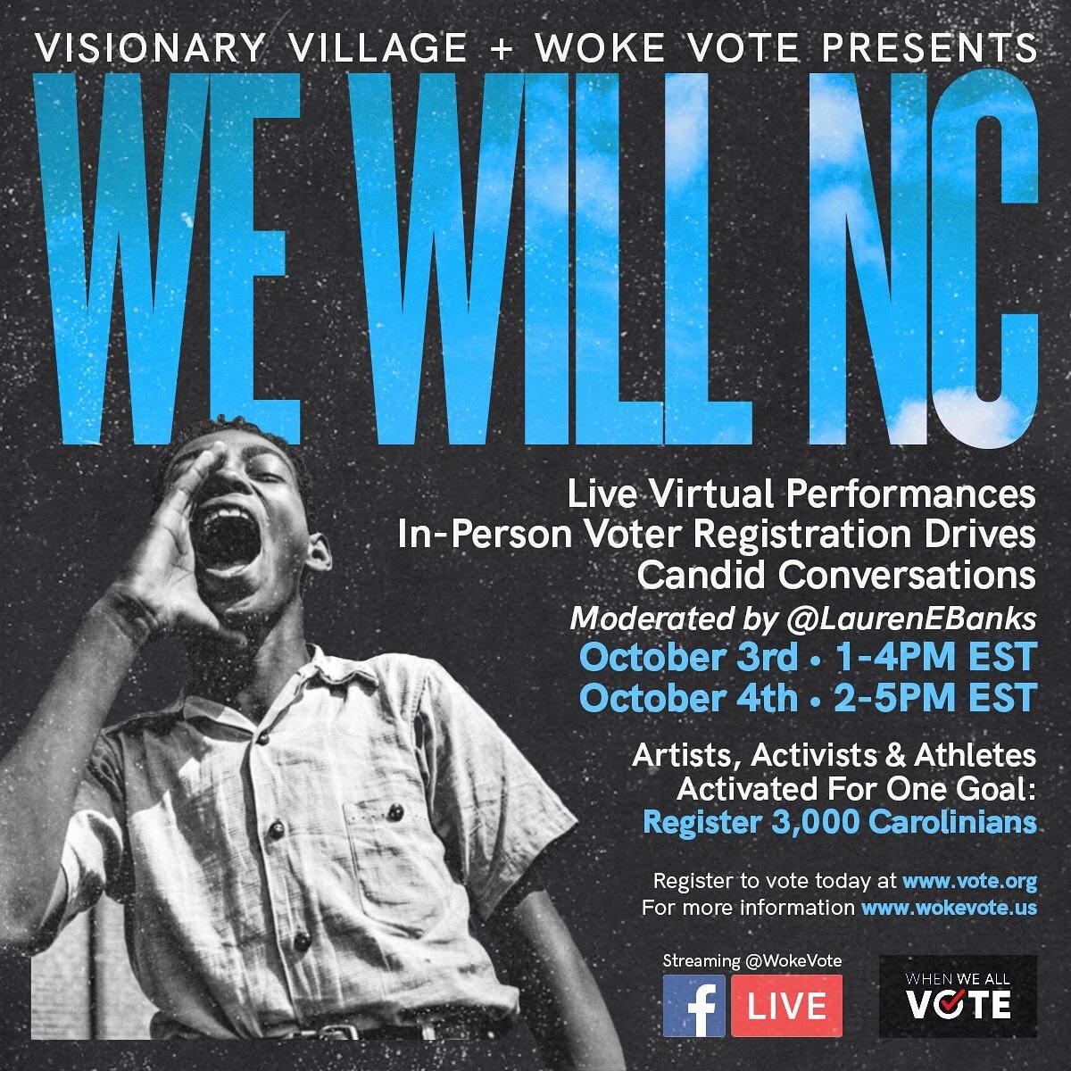 Tag a friend that resides in North Carolina. Mark your calendars for this weekend and get ready for a full weekend of in-person and online activations. 🗳
#wewillnc #visionaryvillage #wokevote