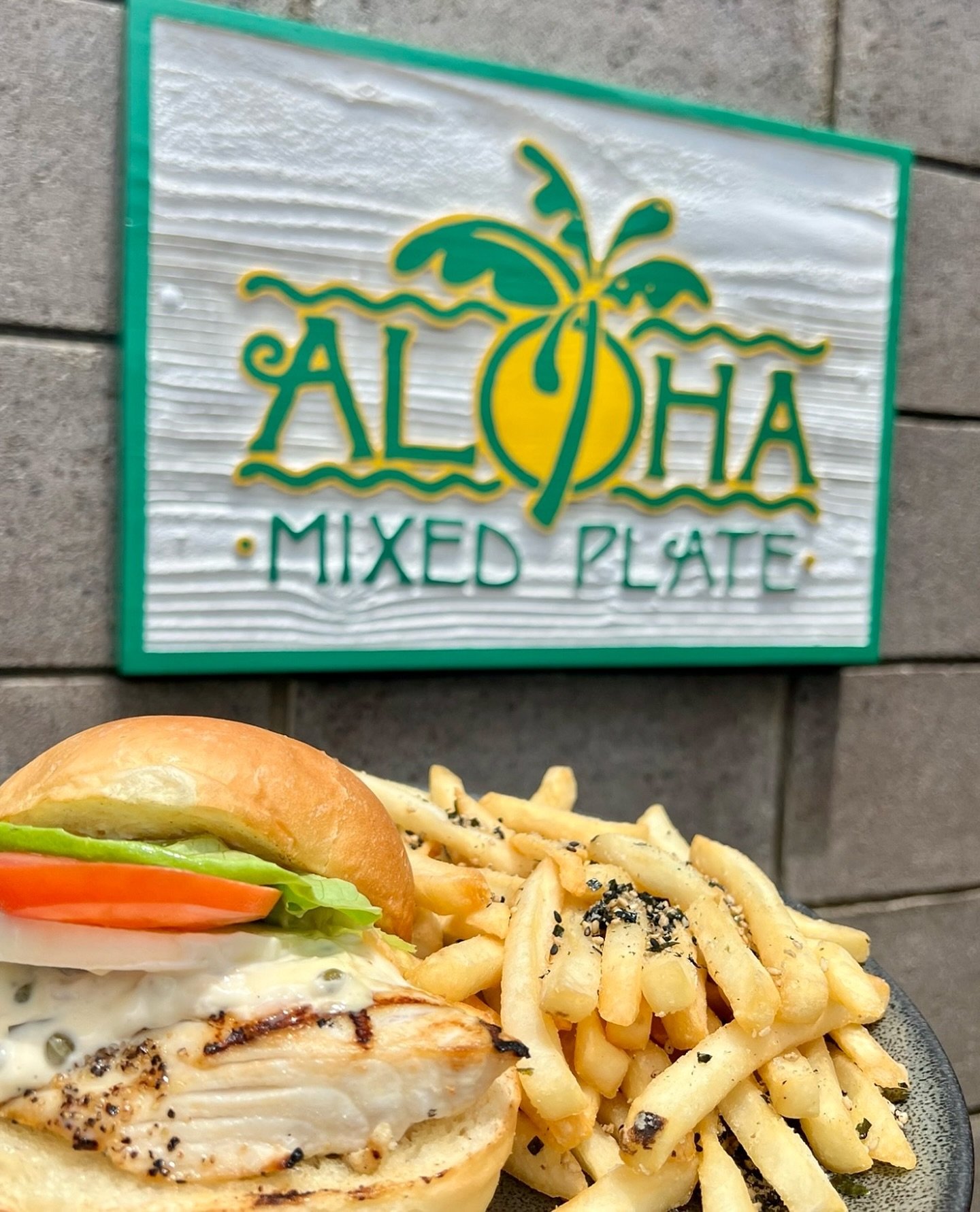 Easy Labor Day lunch decision: APM Fresh Catch Sandwich? YES🤤

Served with house-made tarter sauce and furikake garlic fries. So good!

We are open regular hours today + would love to share a meal with you! 9a-9p🤙🏽

#monday 
#foodies 
#foodstagram