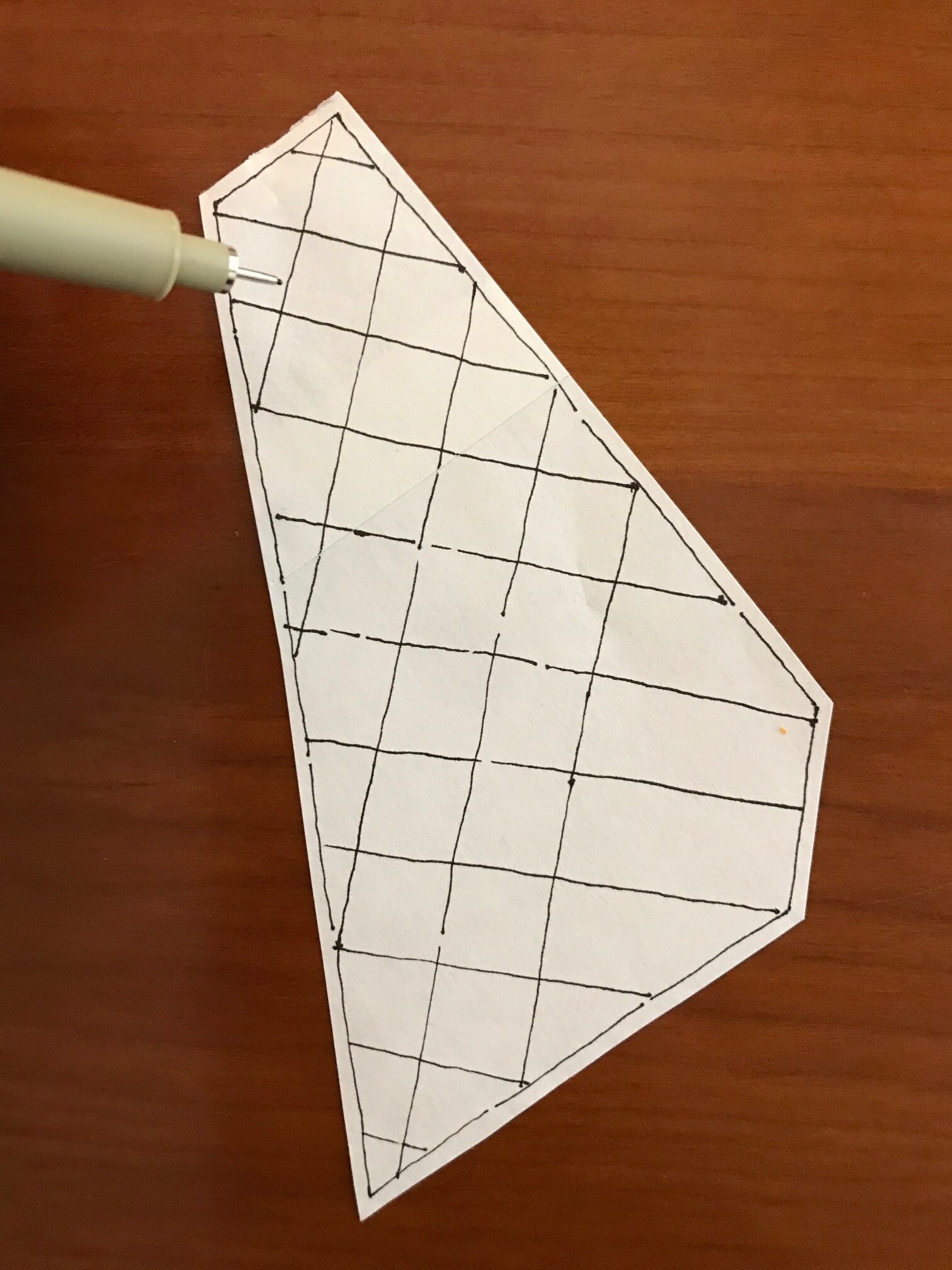  Continue to draw parallel lines creating a grid with square spaces.  