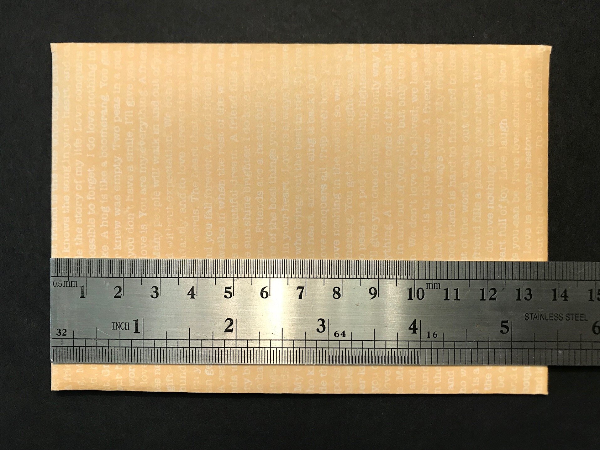  Final size of envelope: 5-3/8” long 