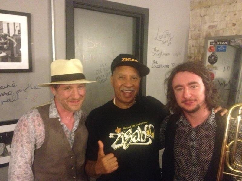  With Zigaboo Modeliste and Dom Pipkin at 100 Club in London  