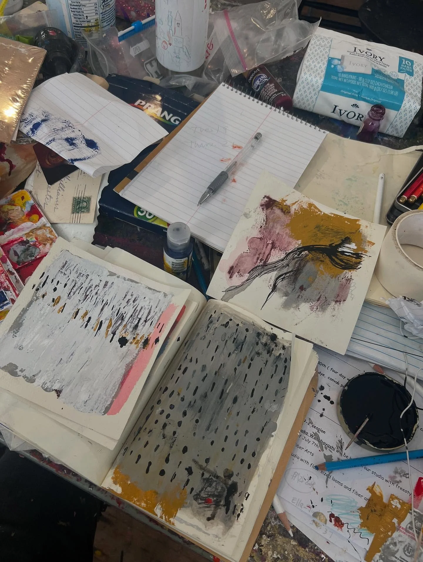 Summer studio table with art students.
#artcampsummer