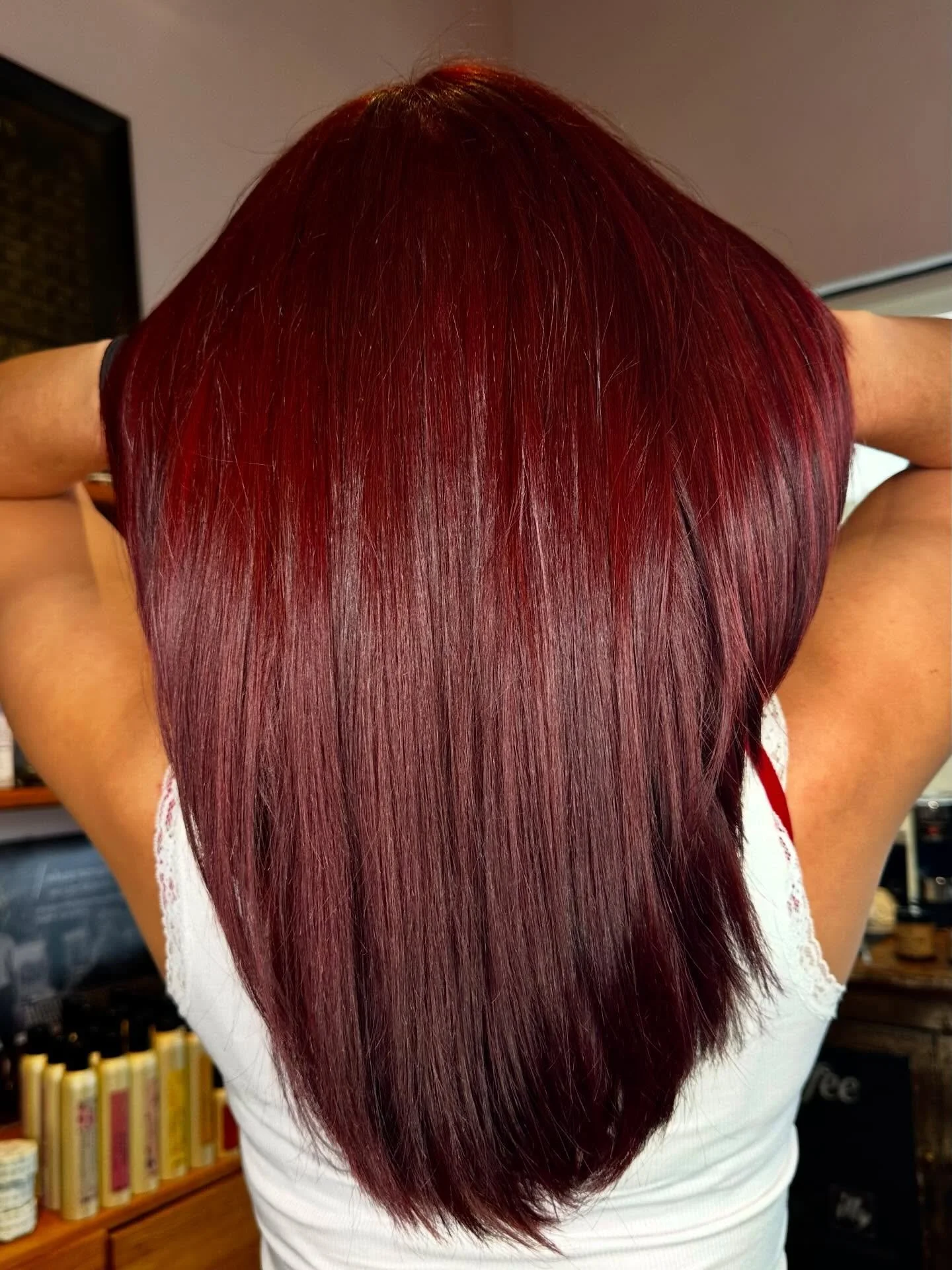 That Cherry red though! 🍒 

@davinescolor 
Color by Jessica! 
#redhair #cherryredhaircolor #salondelmar #santafesalon #davines