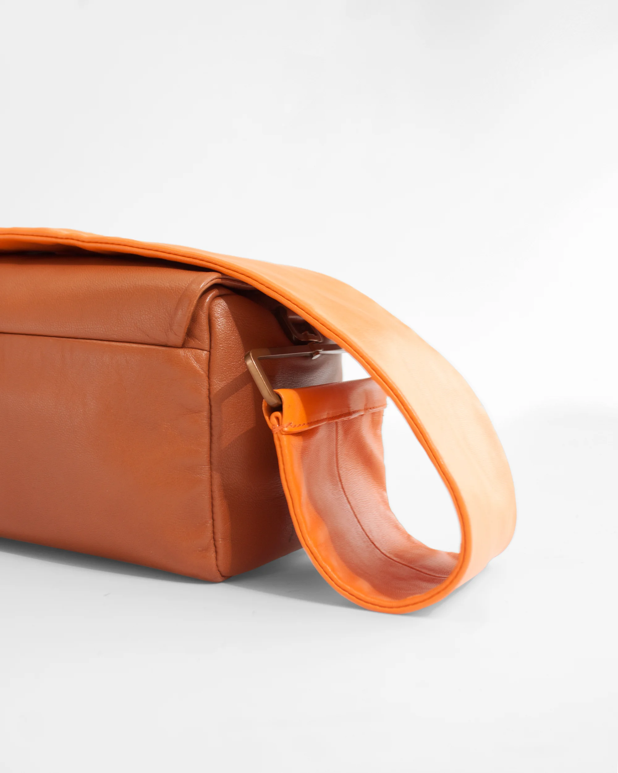 Prada Leather Sholder Bag Bright Orange & Brown Colorful 5.jpg