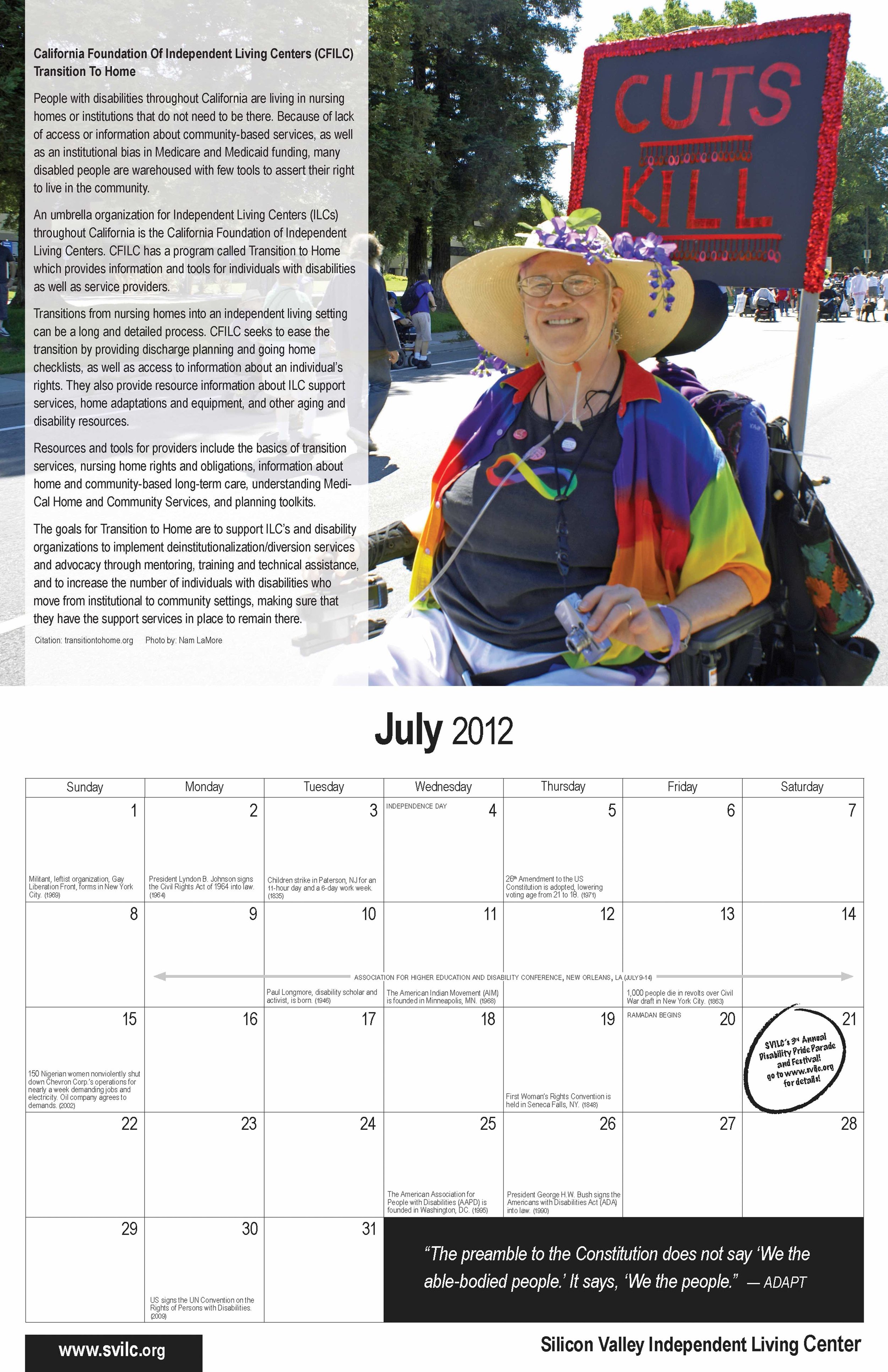   SVILC 2012 Calendar  July spread 
