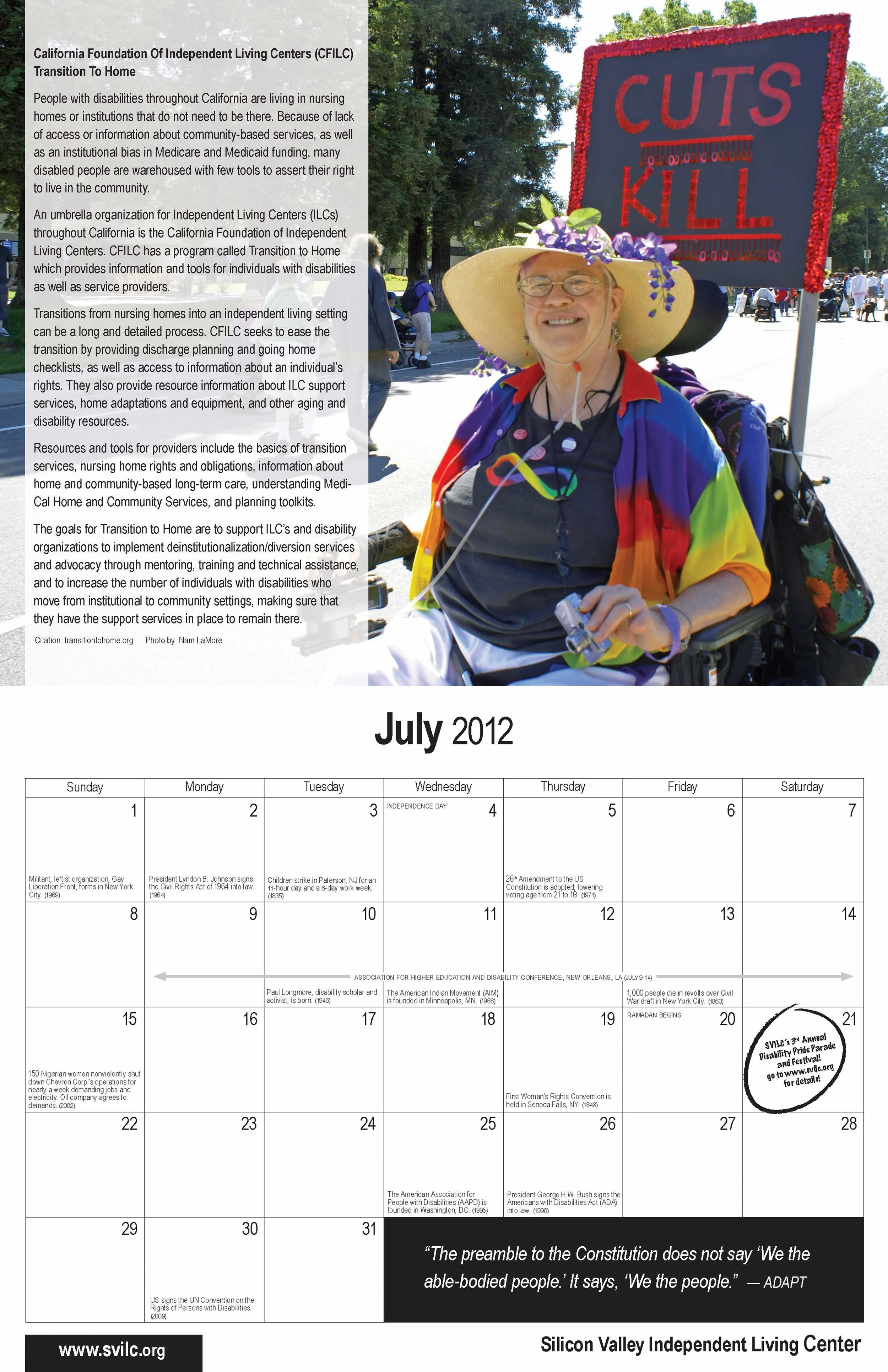 SVILC 2012 Calendar July spread