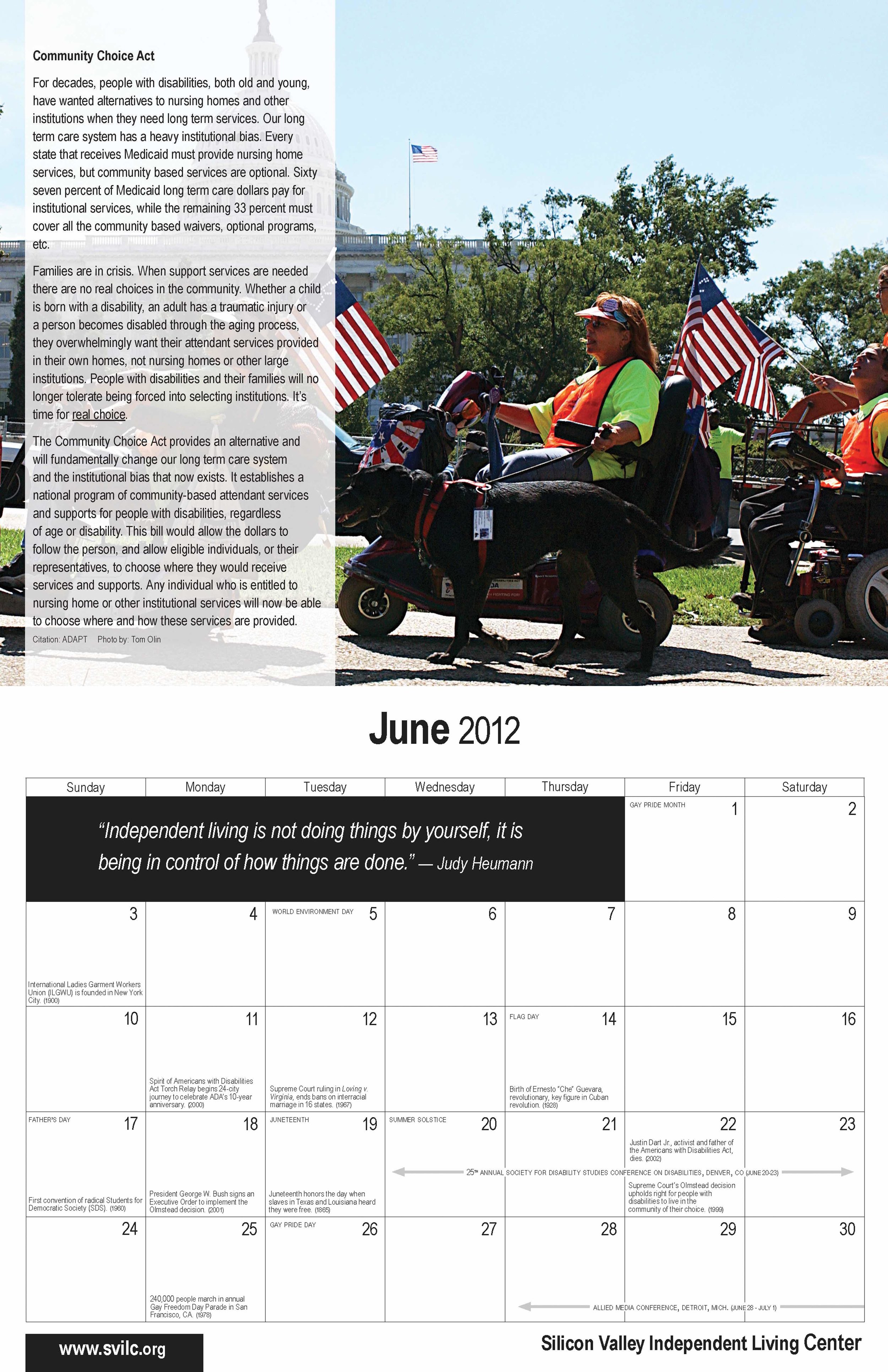   SVILC 2012 Calendar  June spread 
