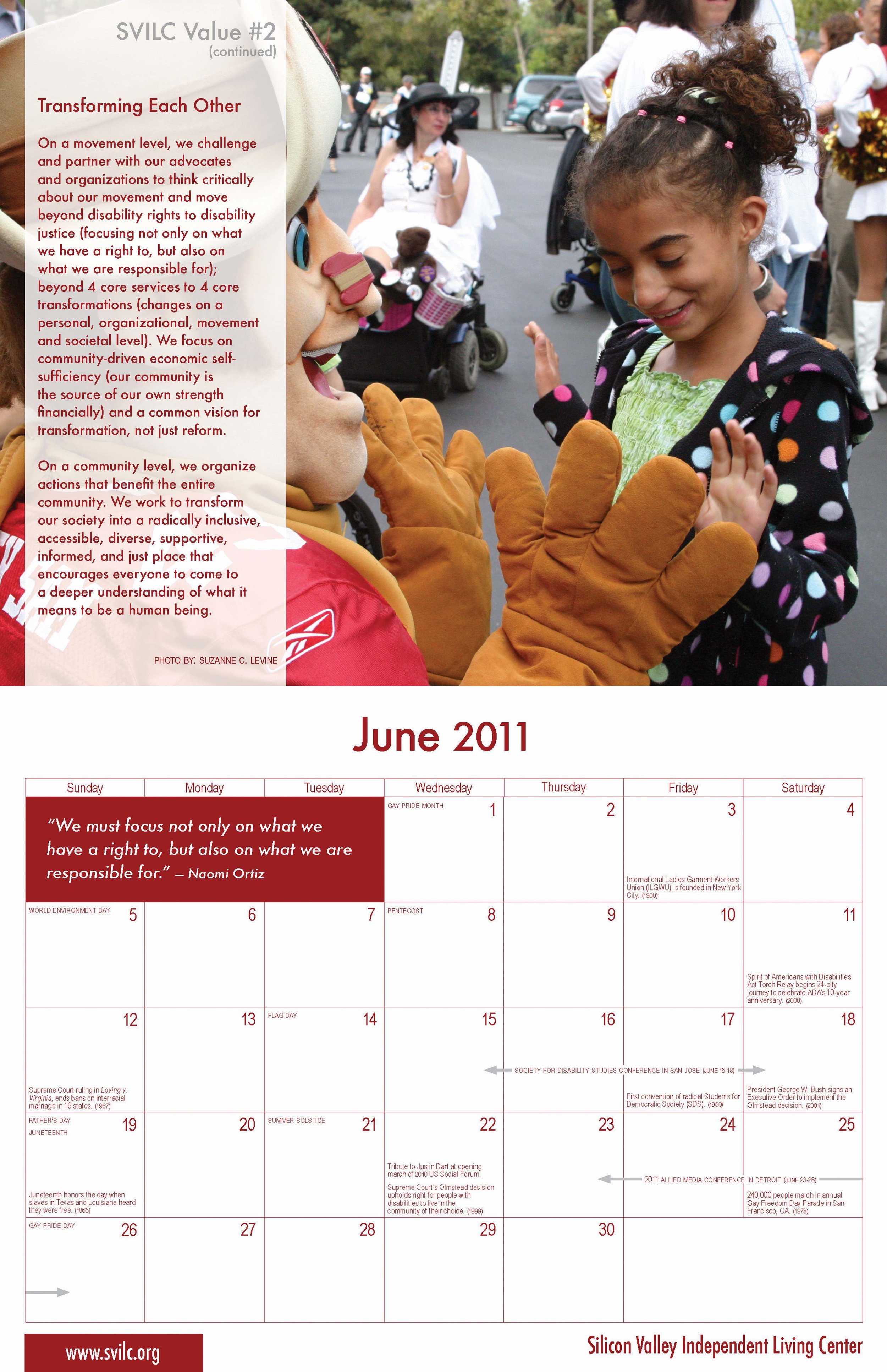   SVILC 2011 Calendar  June spread 