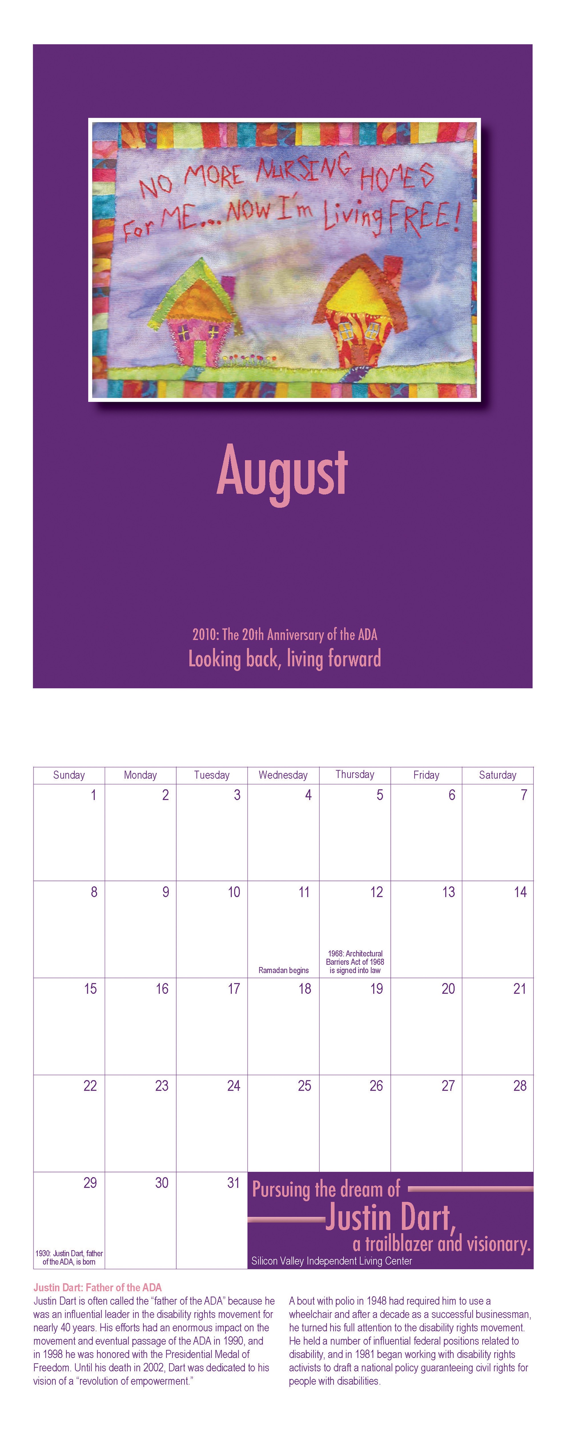   SVILC 2010 Calendar  August spread 