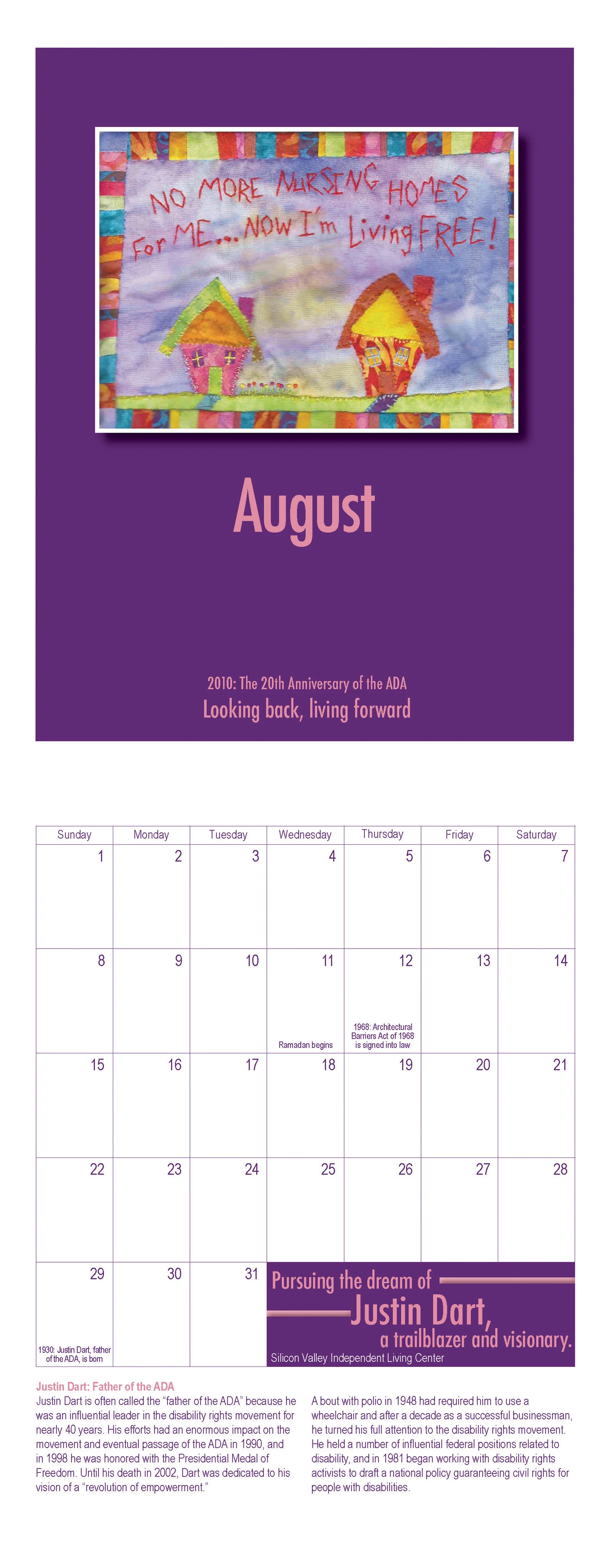 SVILC 2010 Calendar August spread