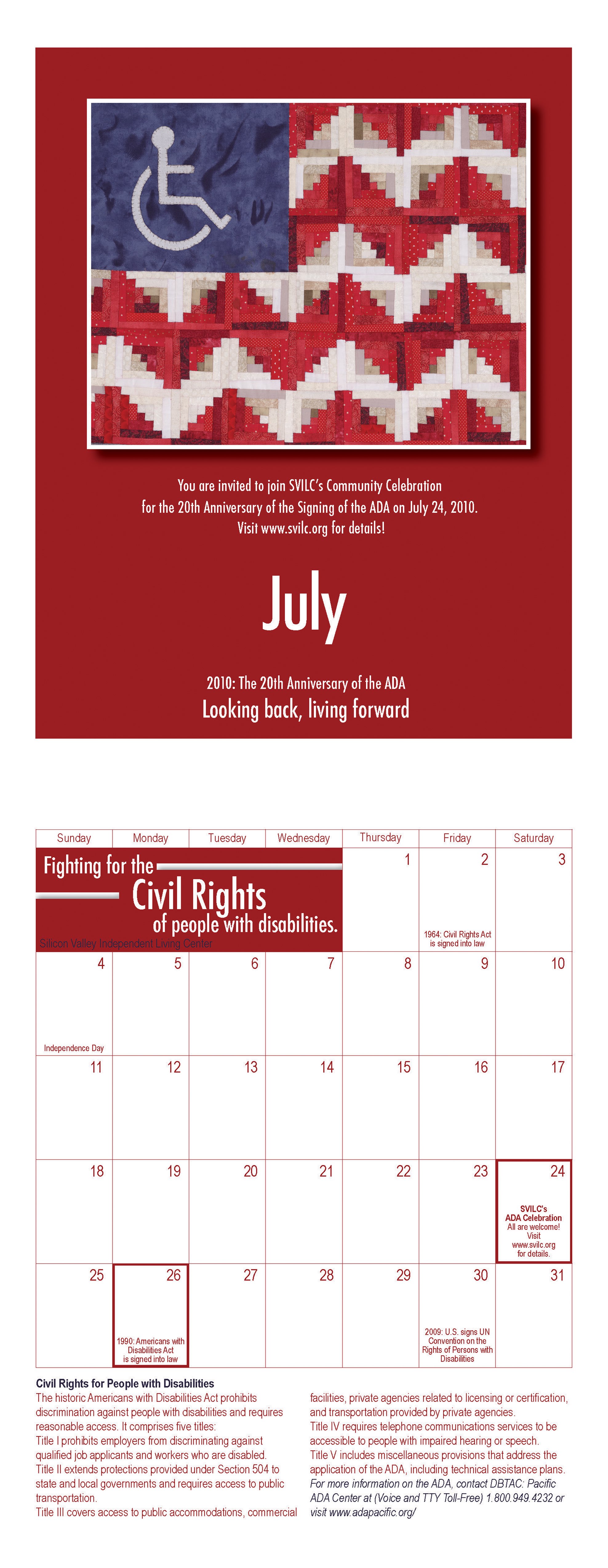   SVILC 2010 Calendar  July spread 