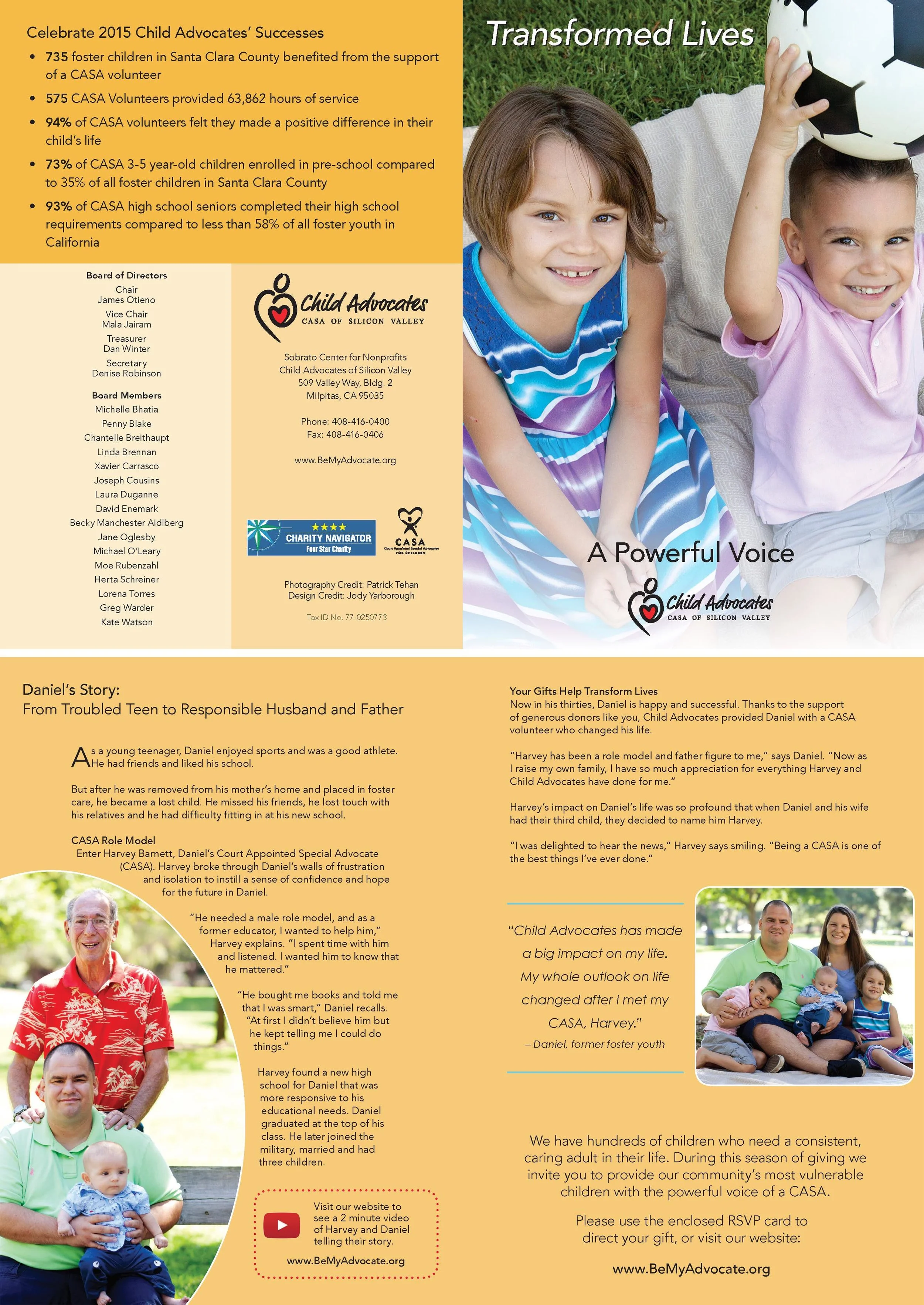 CASA Appeal Card Outside spread and inside spread