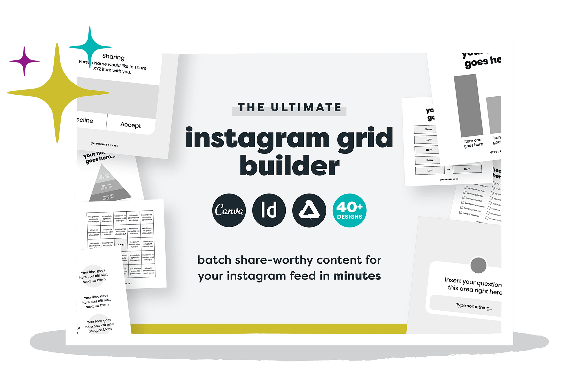The Ultimate Instagram Grid Builder By Basil Bark Basil Bark Customizable Canva And Adobe Templates
