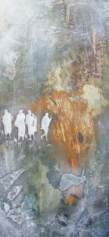 Across Africa, Walking - mixed media on board - 42x20cm - SOLD