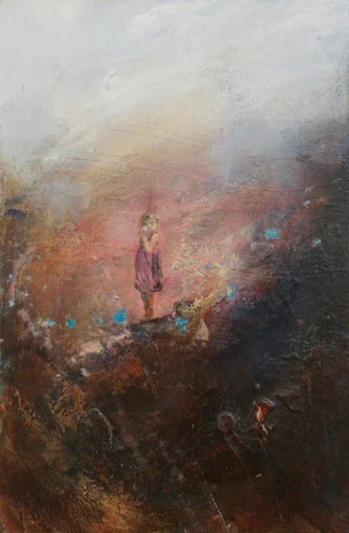 Joy Waiting - mixed media on board - 15x10cm - SOLD