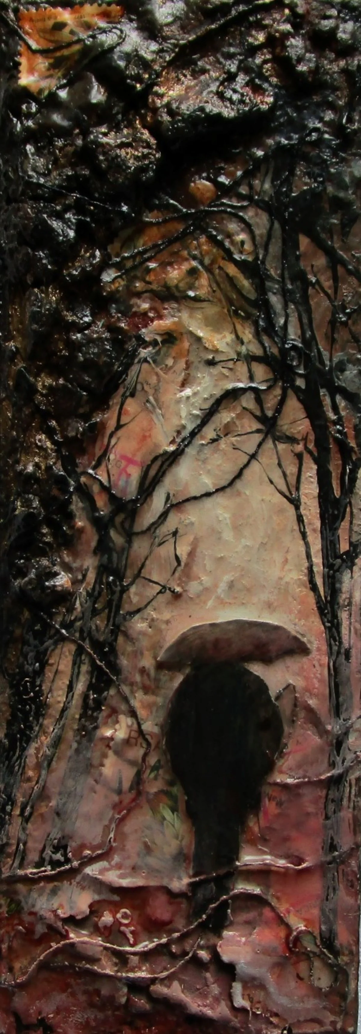 a way through - mixed media on board - 18x6cm - SOLD