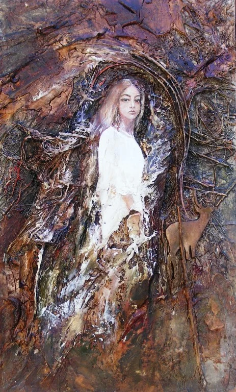 From the Forest, Bride - mixed media on board - 40x24cm - SOLD