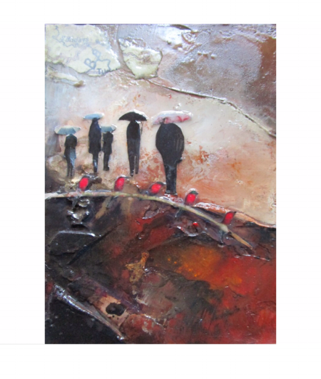  Carmines Five - Mixed Media on Board - 16x12cm - SOLD 