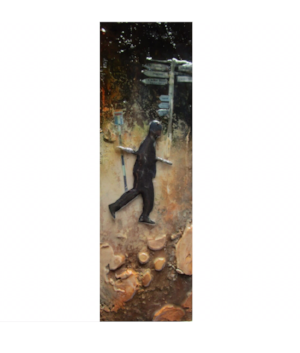  T-Junction - Mixed Media on Board - 18x6cm - SOLD 