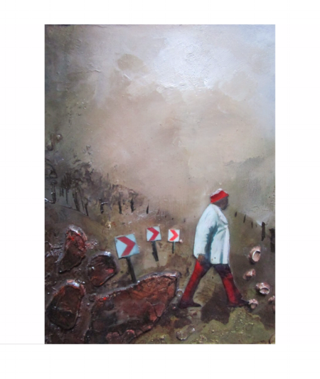  This Way - Mixed Media on Board - 16x12cm - SOLD 