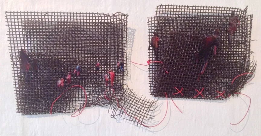 Escape the Net - resin, wire and other - 2 x 30x30