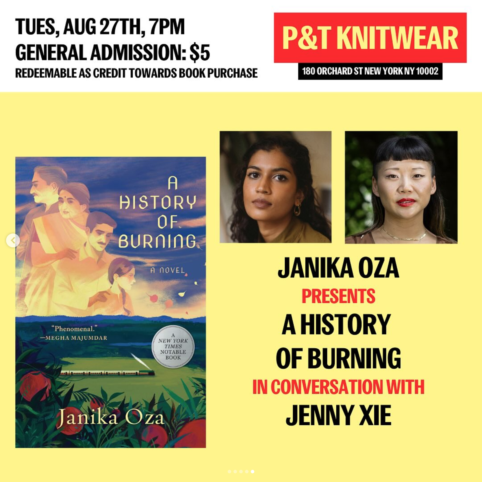 Janika Oza presents A History of Burning, feat. Jenny Xie