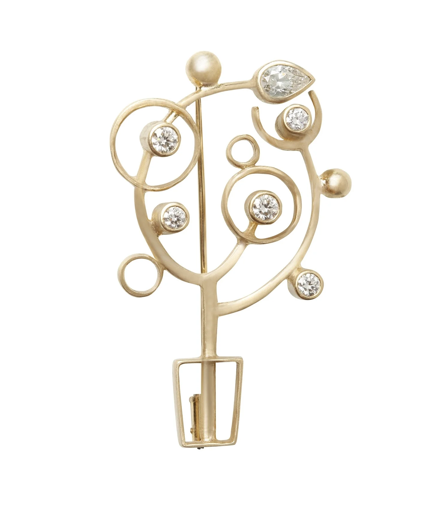 shining tree _ brooch, 18K yellow gold, diamonds