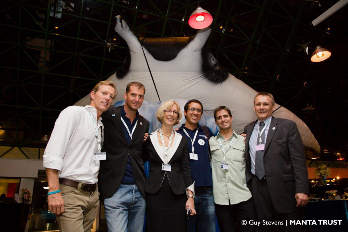 Members of the Manta Trust, alongside partners from WildAid, celebrating in March 2013 - when mantas became listed on Appendix II of CITES.