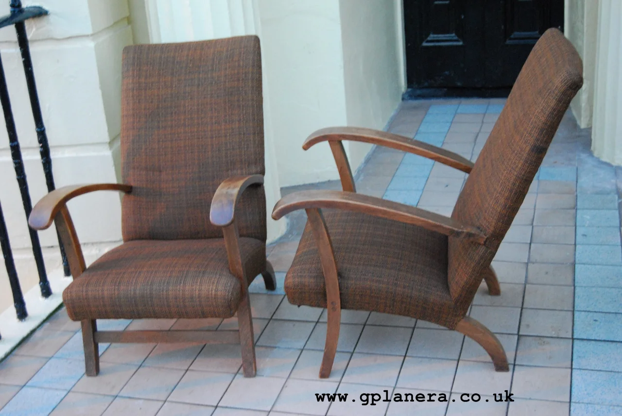 Mid century modern armchairs pair British sold examples gplanera Brighton.JPG