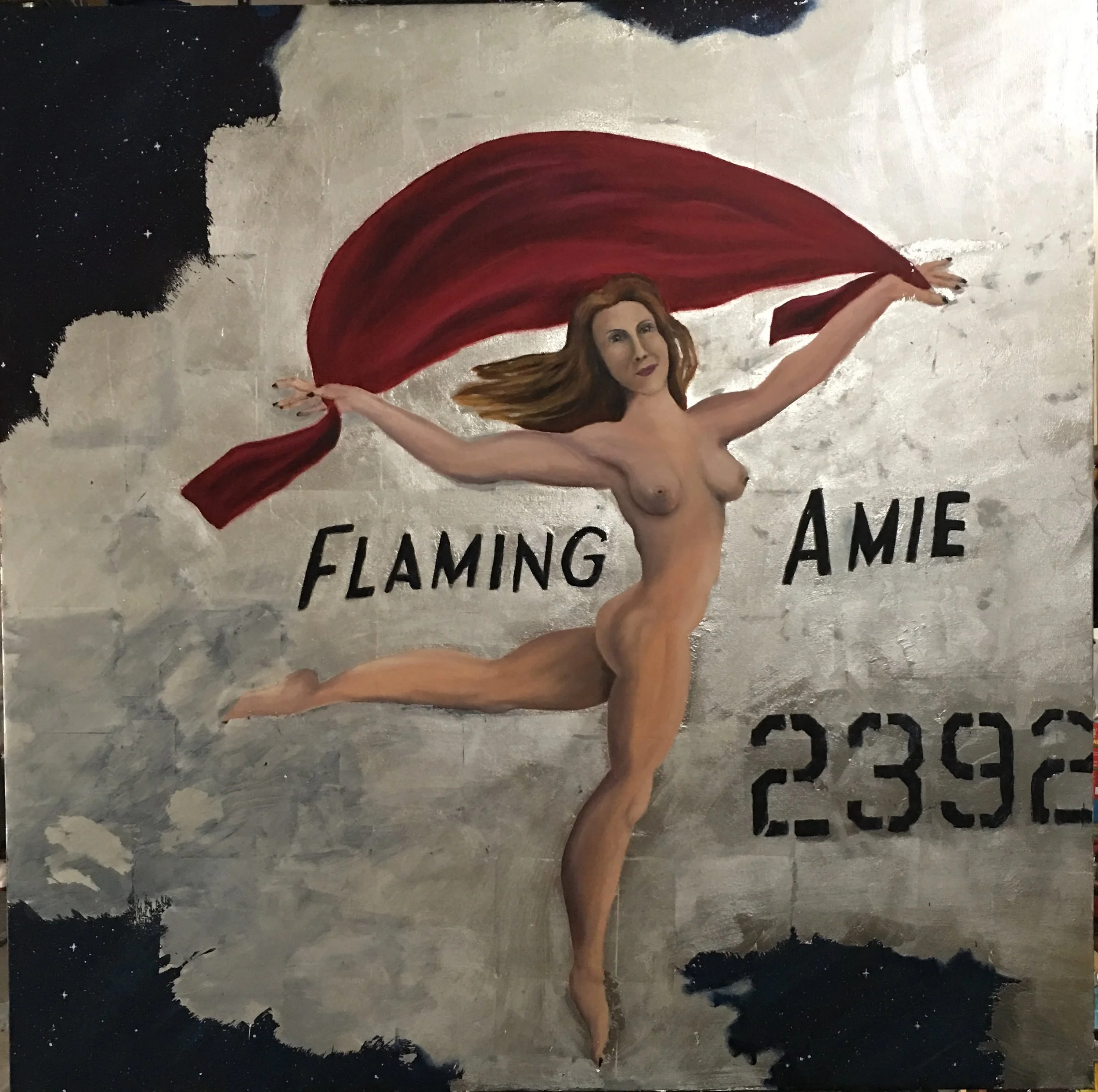 Mixed Media, Silver Leaf and Oil on 4 x 4 canvas 2019