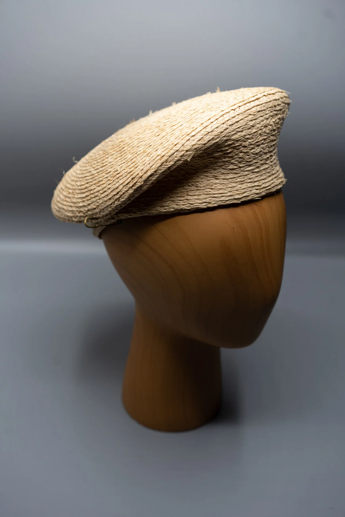 ByVlada-Stylized Straw Beret in Raffia — Handmade Straw  display picture 3
