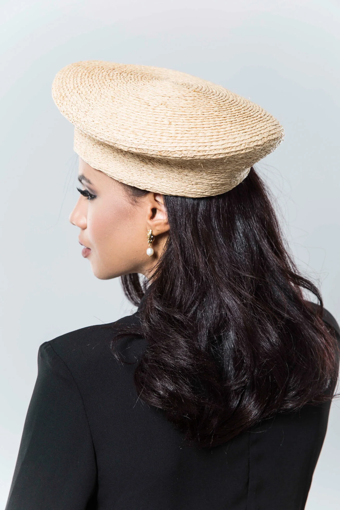 ByVlada-Stylized Straw Beret in Raffia — Handmade Straw  display picture 1