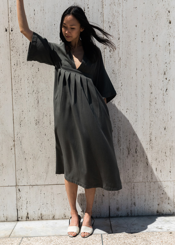 Modern Hankbok based on traditional Korean silhouttes, hand sewn and knit with sustainable materials, made by indpendent designers Hannayujin, available at Wares the shop in Beacon, New York.