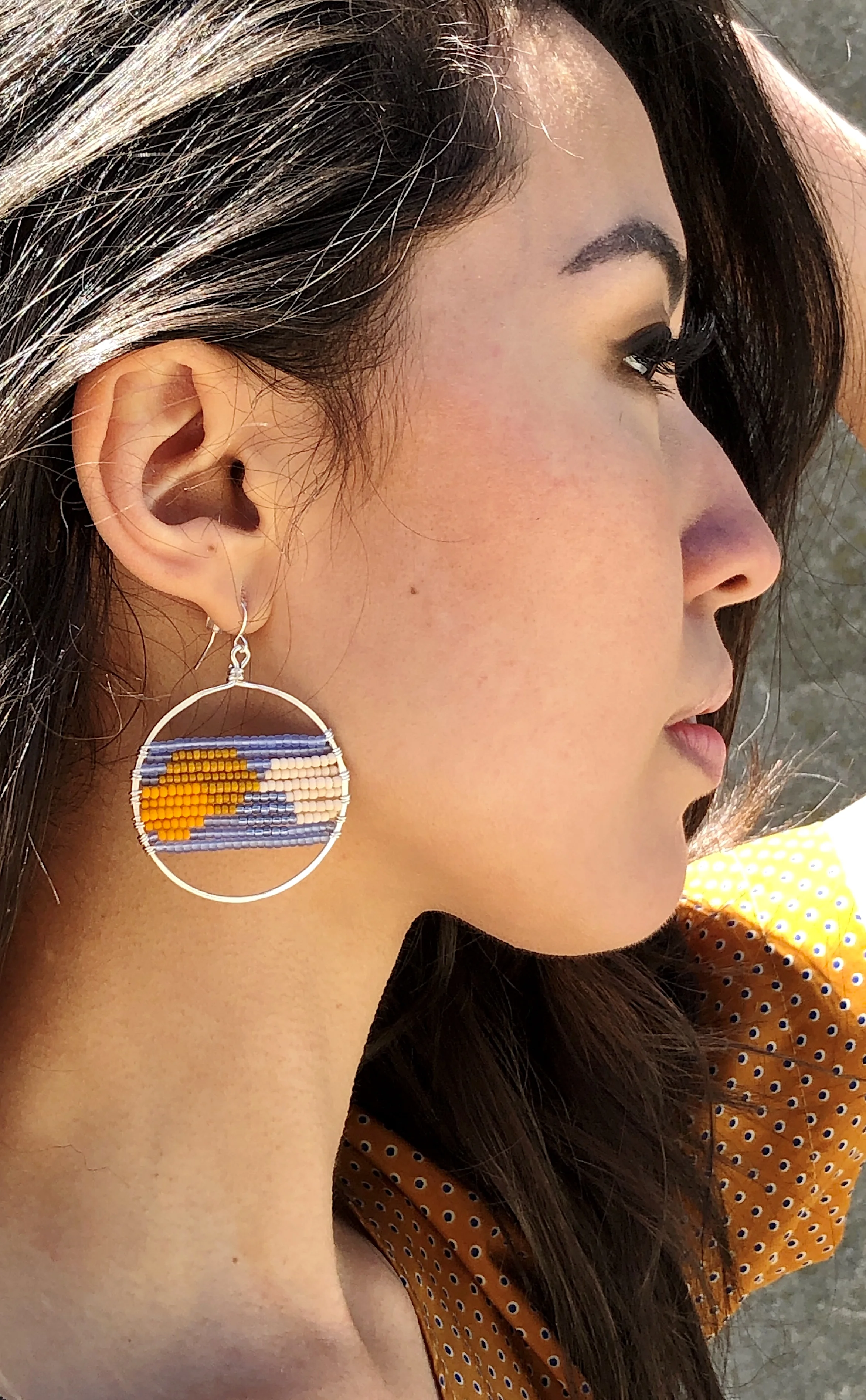 one of a kind beaded hoop earrings made by independent designer sister witt & lore available to shop in Beacon New York at Wares or shop online now
