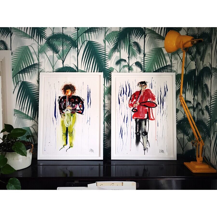 Chelsea &amp; Arun - Pair of framed originals