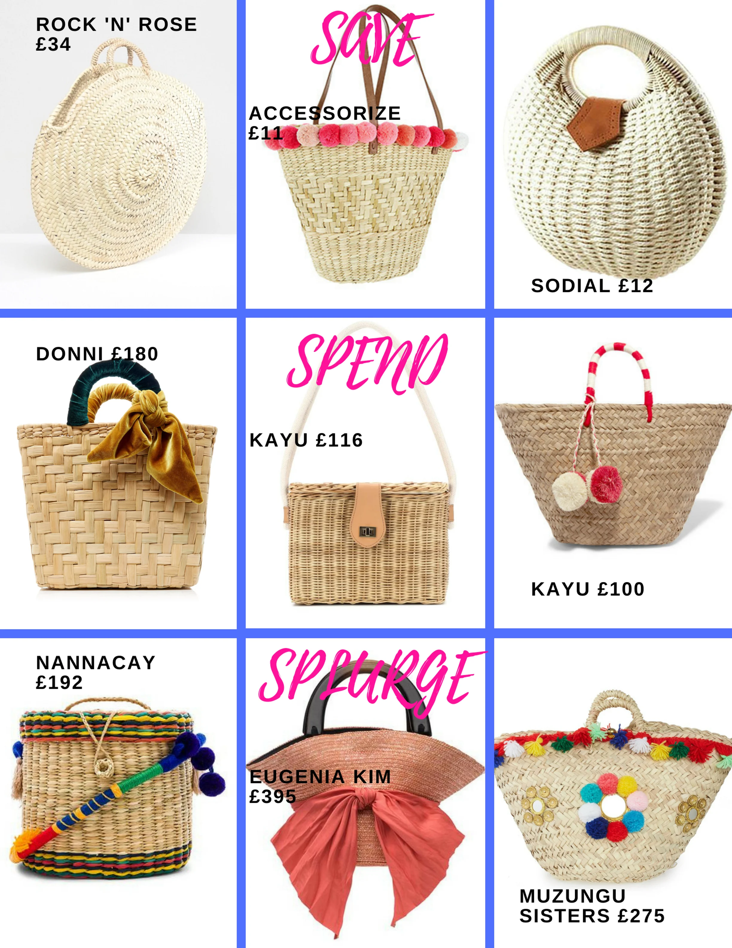 Selection of basket bags available for every budget