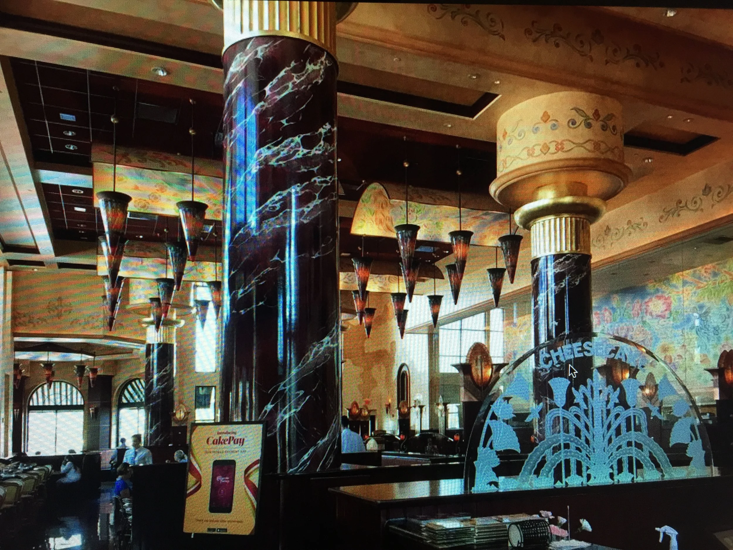 Cheesecake Factory wall and ceiling murals.JPG