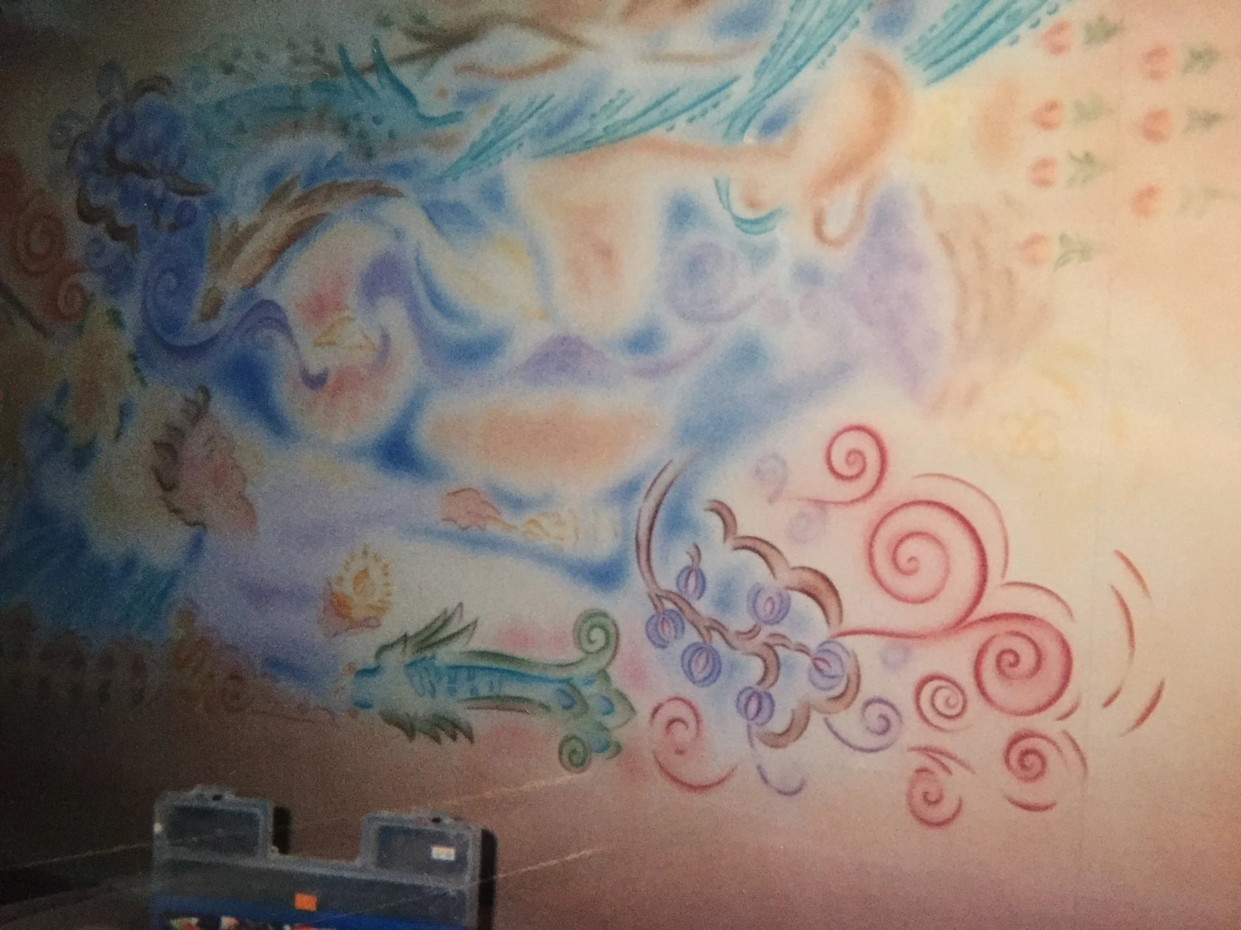 Cheesecake Factory wall mural in progress.JPG