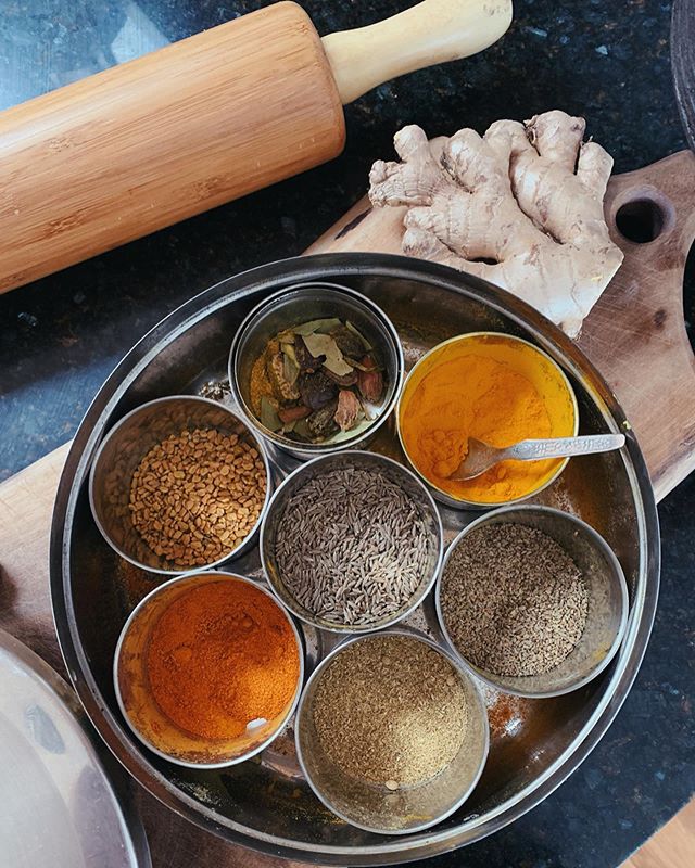 These spices are essential for Indian cooking. Can you guess what each of them are?
&bull;
Earlier this year, we started collaborating with Meghna of @crimsonkitchen, offering Indian bread-making classes. She has been teaching Indian cooking out of h