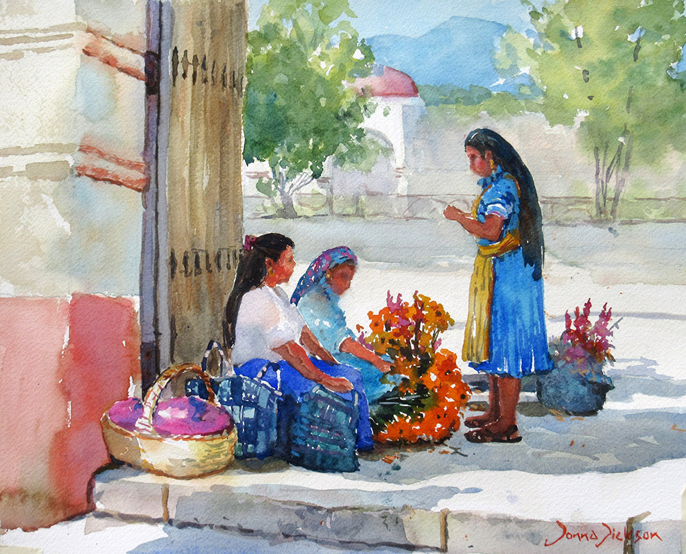 FLOWERS SELLERS OAXACA WC 10.5 X 13 IN $700.00 USD