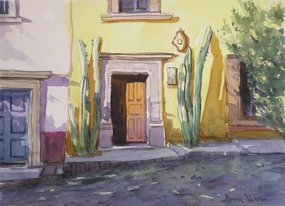 AFTERNOON LIGHT WITH CACTUS 10.5x14.5 watercolor, Donna Dickson, $495 .jpg