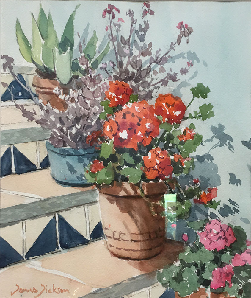 PATIO FLORES 12 X 10 in. watercolour, Donna Dickson $495.jpg