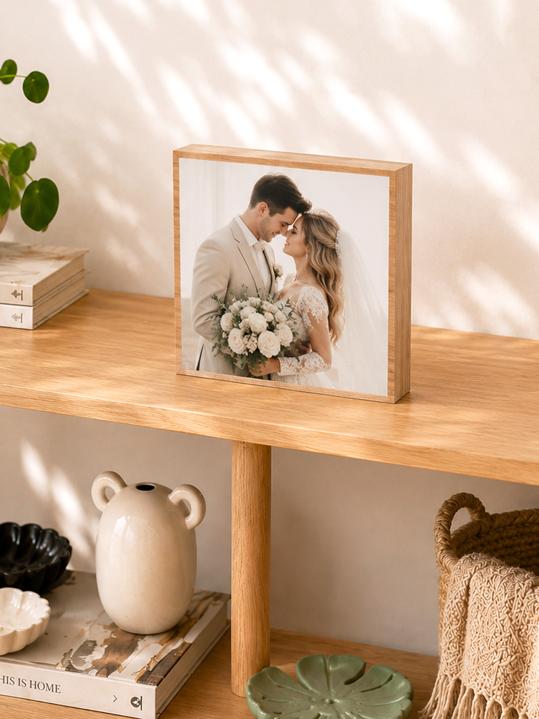 square bamboo photo block with border on shelf leah.png