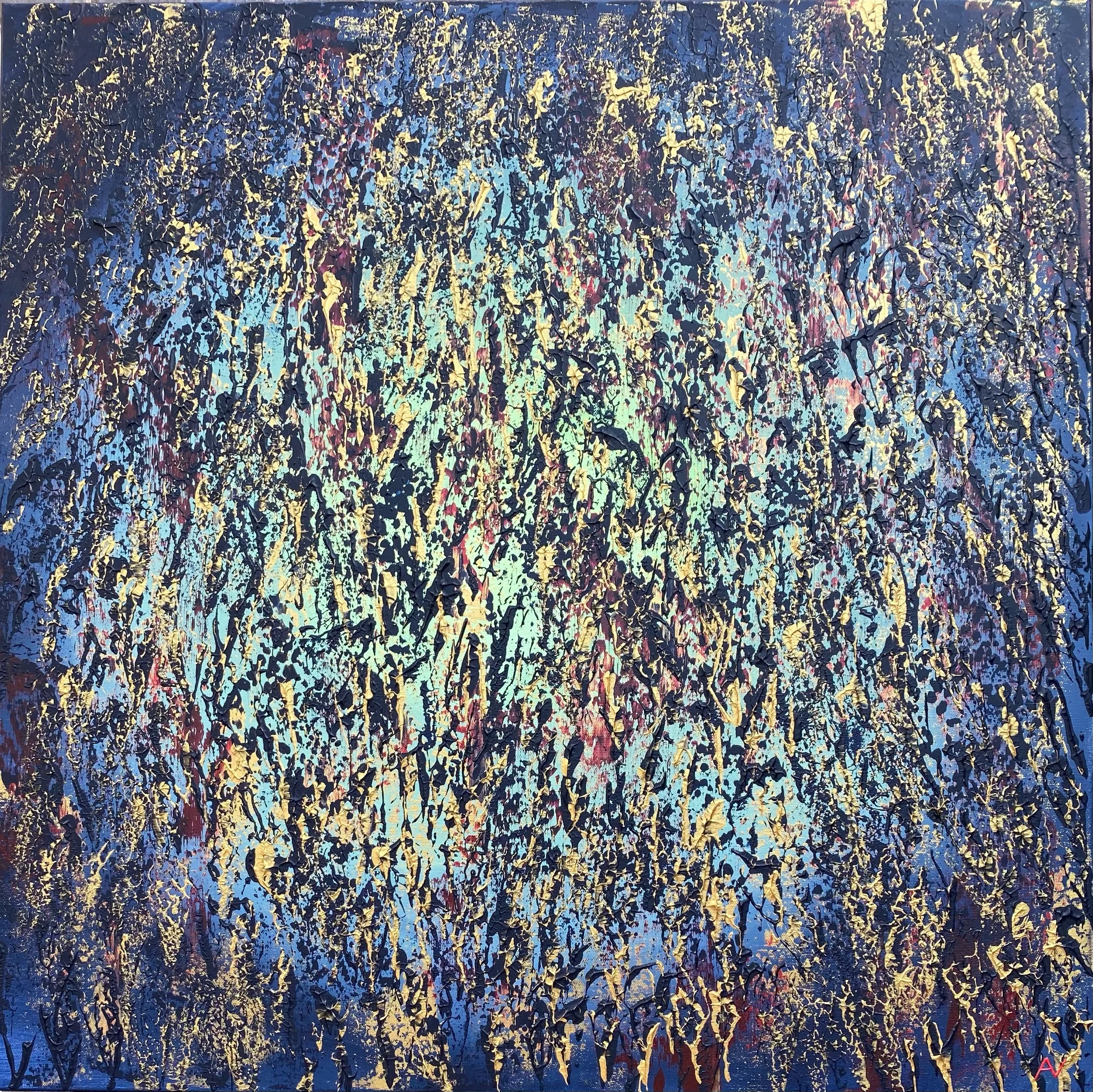 Golden Branches 3  76 x 76 x 3.5cm