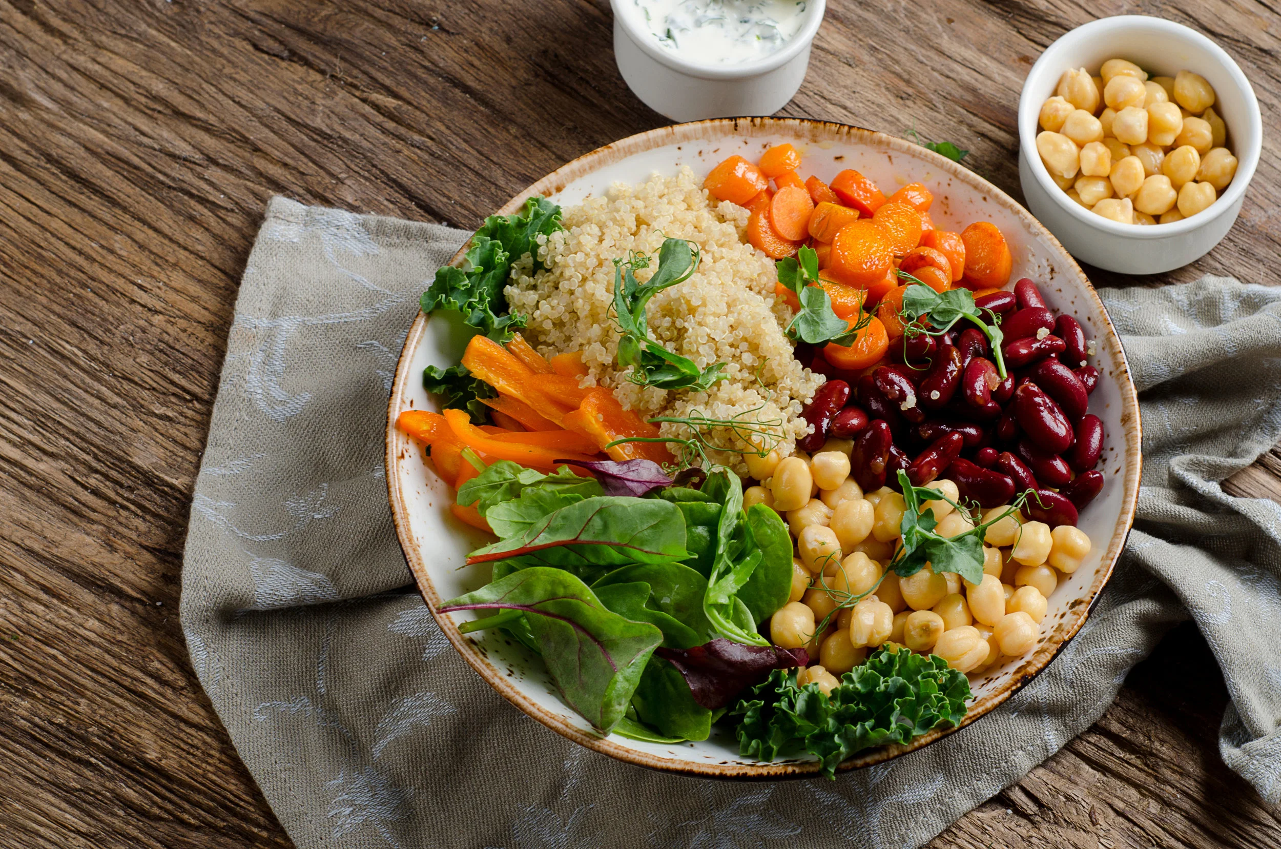 Vegetarian Buddha bowl with quinoa and chickpea. Vegetarian and vegan food concept.jpg